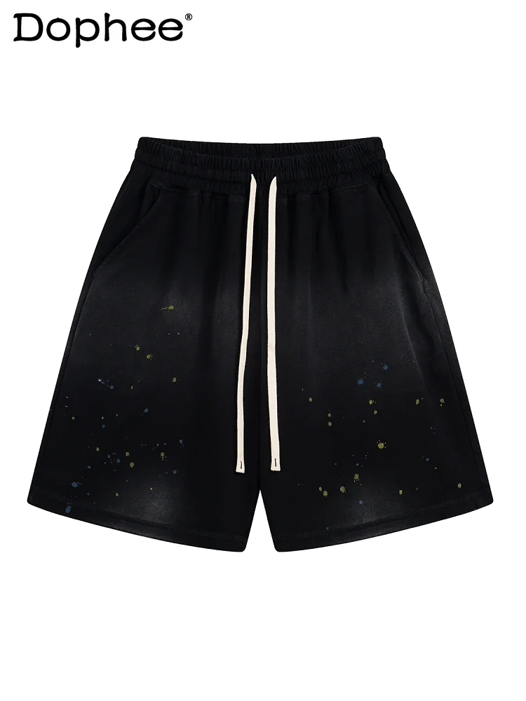 

American High Street Fashion Trend Colorful Ink Splash Casual Shorts Loose Fit Sports Youth Popular Shorts for Men