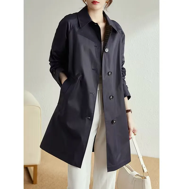 Women's Trench Coat 2025 Spring Autumn Classic All-match Windbreaker British Style Single-breasted Long Trench Female Khaki Coat