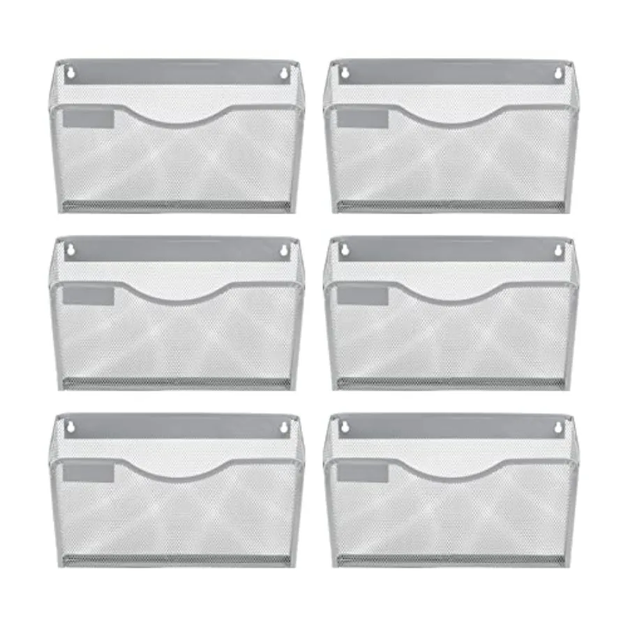 

6 Pack Wall File Organizer with Label Panel Mesh Hanging File Folder Organizer for Letter/A4 Size Folders Wall Mounted Vertical