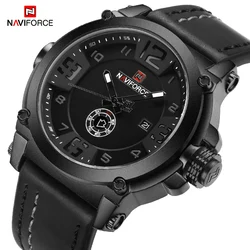 NAVIFORCE Luxus Marke Männer Sport Militär Quarzuhr für Mann Analog Datum Uhr Lederband Armbanduhr Relogio Kostenloser Versand