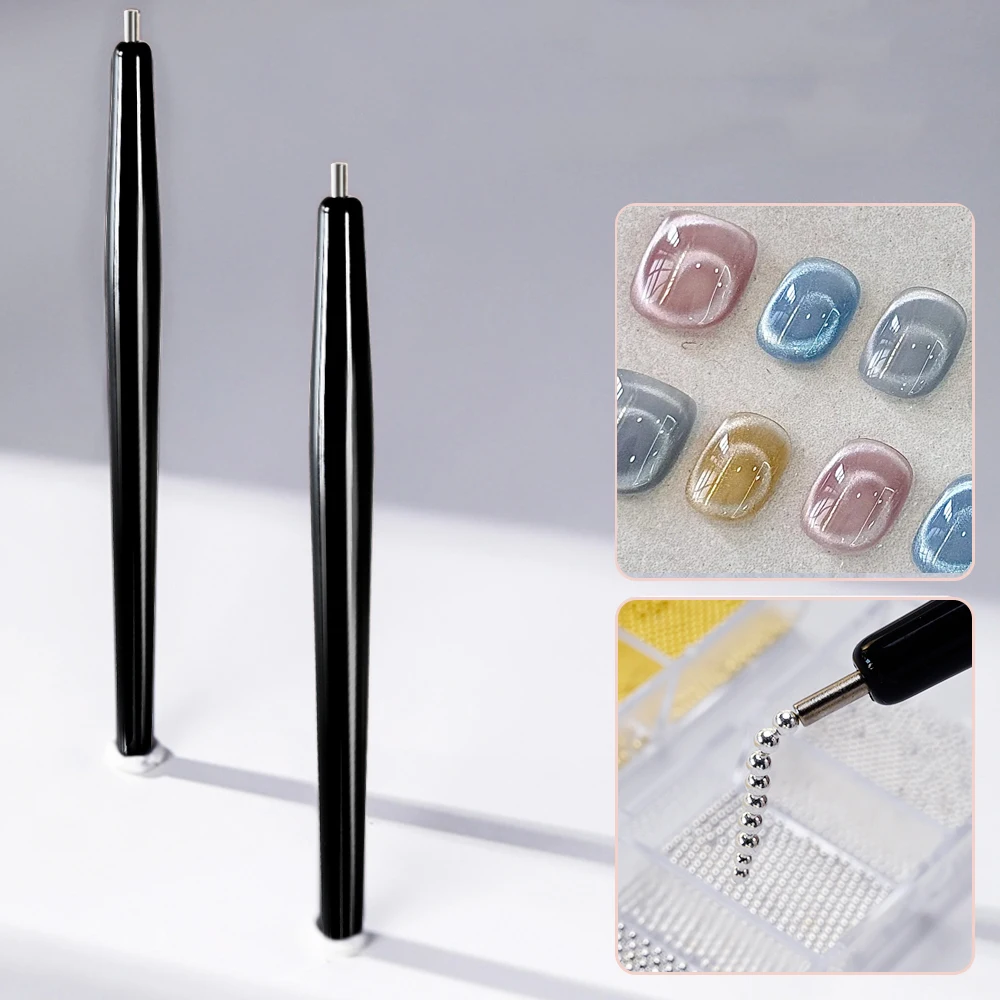 3D Vortex/lollipop Cat's Eye Nail Polish Magnetic Pen French/Water Ripple Modeling Steel Balls Suction Magnet Stick Nail Tools