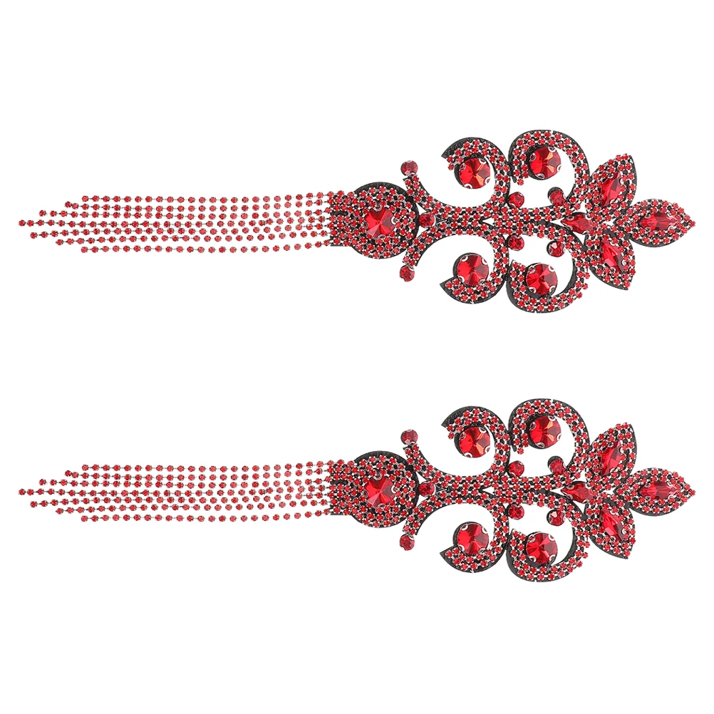 

2pcs Rhinestone Tassel Epaulettes Shoulder Fringe Trim Vintage Clothing Decoration Bead Applique Handmade Lightweight