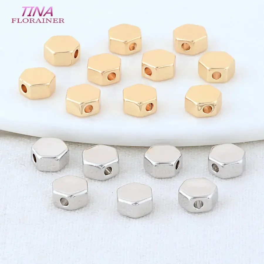 20PCS 3*6MM 14K Gold Color Plated Brass Polygon Beads Bracelet Beads High Quality Diy Jewelry Accessories