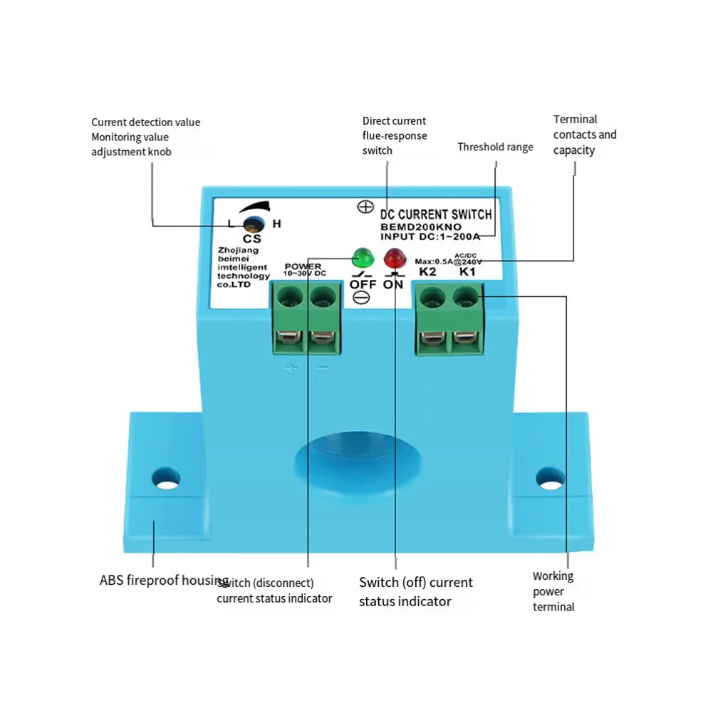 DC 1-200A Zabezpieczenie przed przeciążeniem Przekaźnik prądowy Transformator prądowy Przełącznik indukcyjny Alarm Transformator prądowy