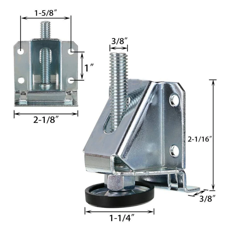4 Pack Black Leveling Feet Heavy Duty Adjustable Furniture Leveler Legs with Installation Screws Lock and Wrench 918D