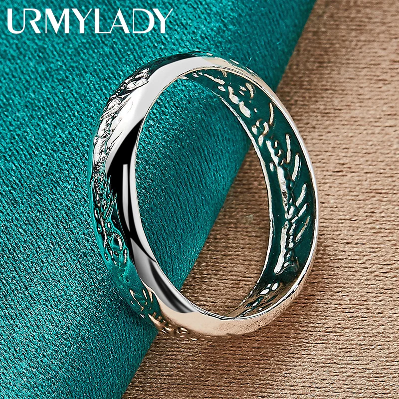 URMYLADY 925 Srebrna rzeźba tekstu 7-10 #   Pierścionek dla kobiet Wedding Party Fashion Charm Biżuteria