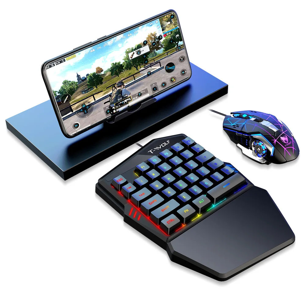 Keyboard and Mouse Set Chicken Eating Artifact One handed Key T19 Disk Mouse Glitter 3 piece Set