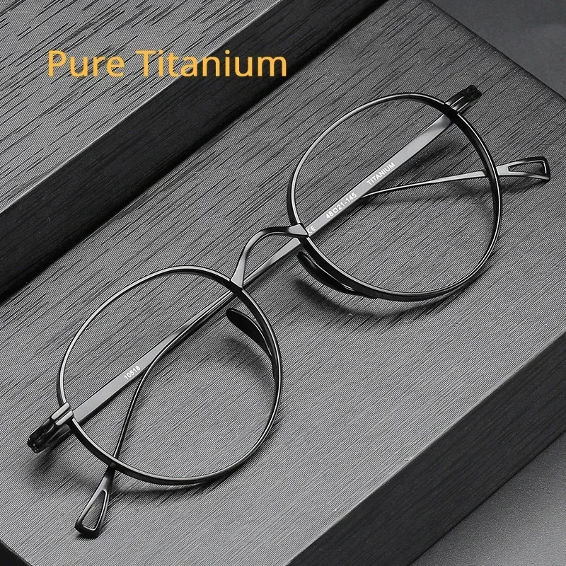 New Quality Pure Titanium Glasses Frame Men Retro Round Brand Designer Eyewear Male Women Optical Prescription Eyeglasses Frames