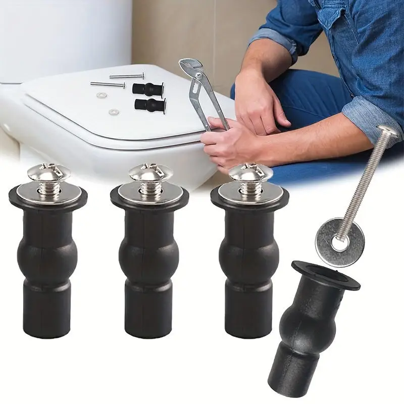 4pcs Expansion Screw Toilet Seat Top Fix Seat Hinge Hole Fixings Well Nut Screw Rubber Back To Wall Toilet Cover Accessories