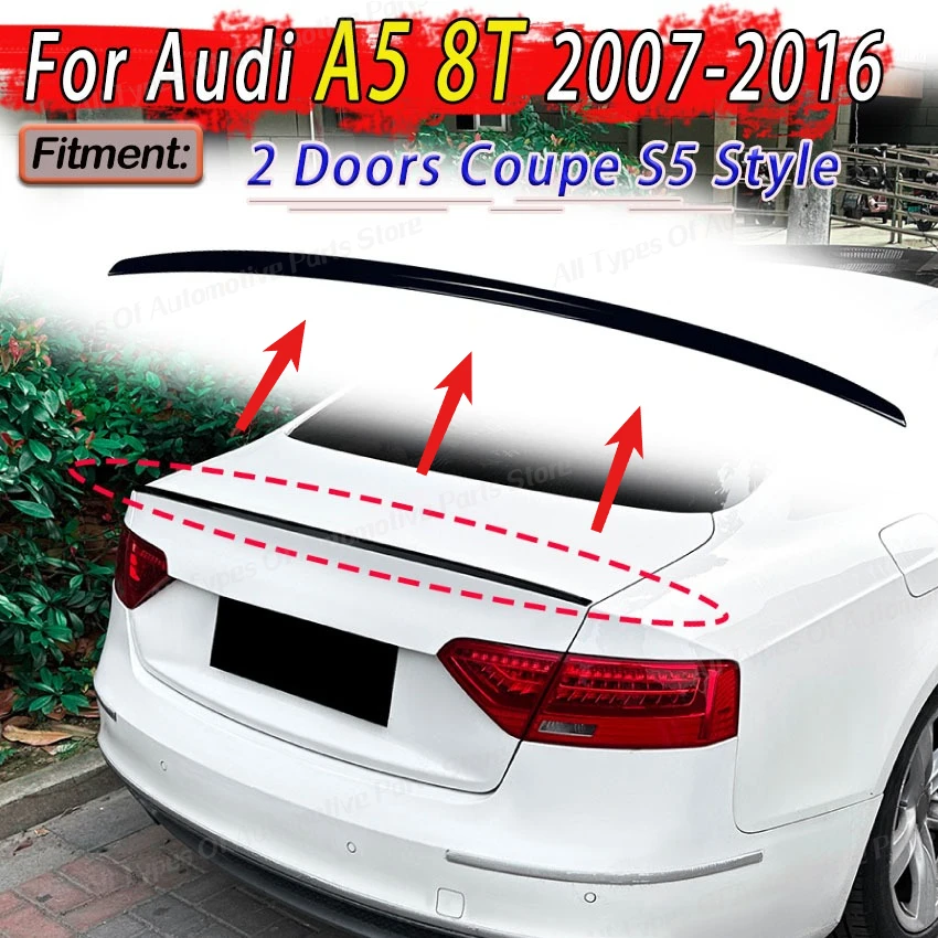 

Для Audi A5 8T Coupe 2 двери 2007-2016: задний спойлер в стиле S5, диффузор, накладка на багажник, тюнинг-комплект