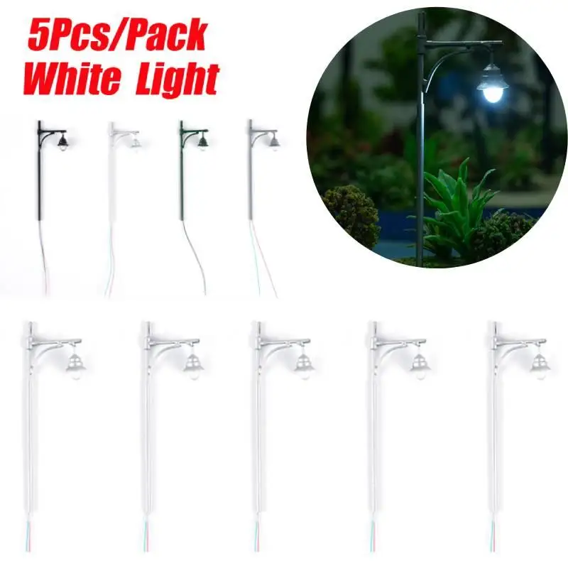 5pcs 1:87 Warm White Street Light Model Railroad Layout Scenery LED Lamp Durable miniature Landscape Model Lights