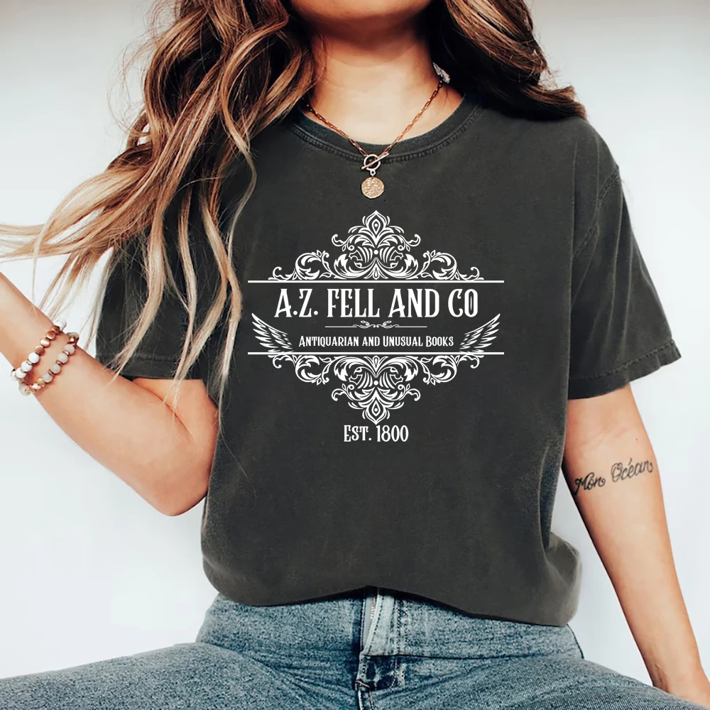 

A.Z. Fell and Co Antiquarian and Unusual Books T-Shirt Men Women Short Sleeve Tshirts O-neck Streetwear Tops Bookish Gift