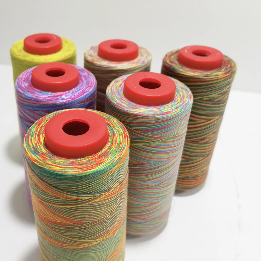 Sanbest Space-dyed Variegated Colors 100% Spun Polyester Sewing Thread For Machine Hand Quilting 40s/2 3000M Needlework Yarn