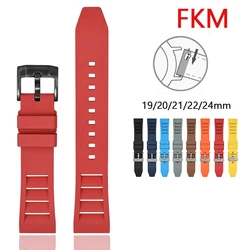 19/20/21/22/24mm FKM Fluoro Rubber Strap Stainless Steel Buckle Men Women Quick Release Diving Waterproof Replace Watch Band