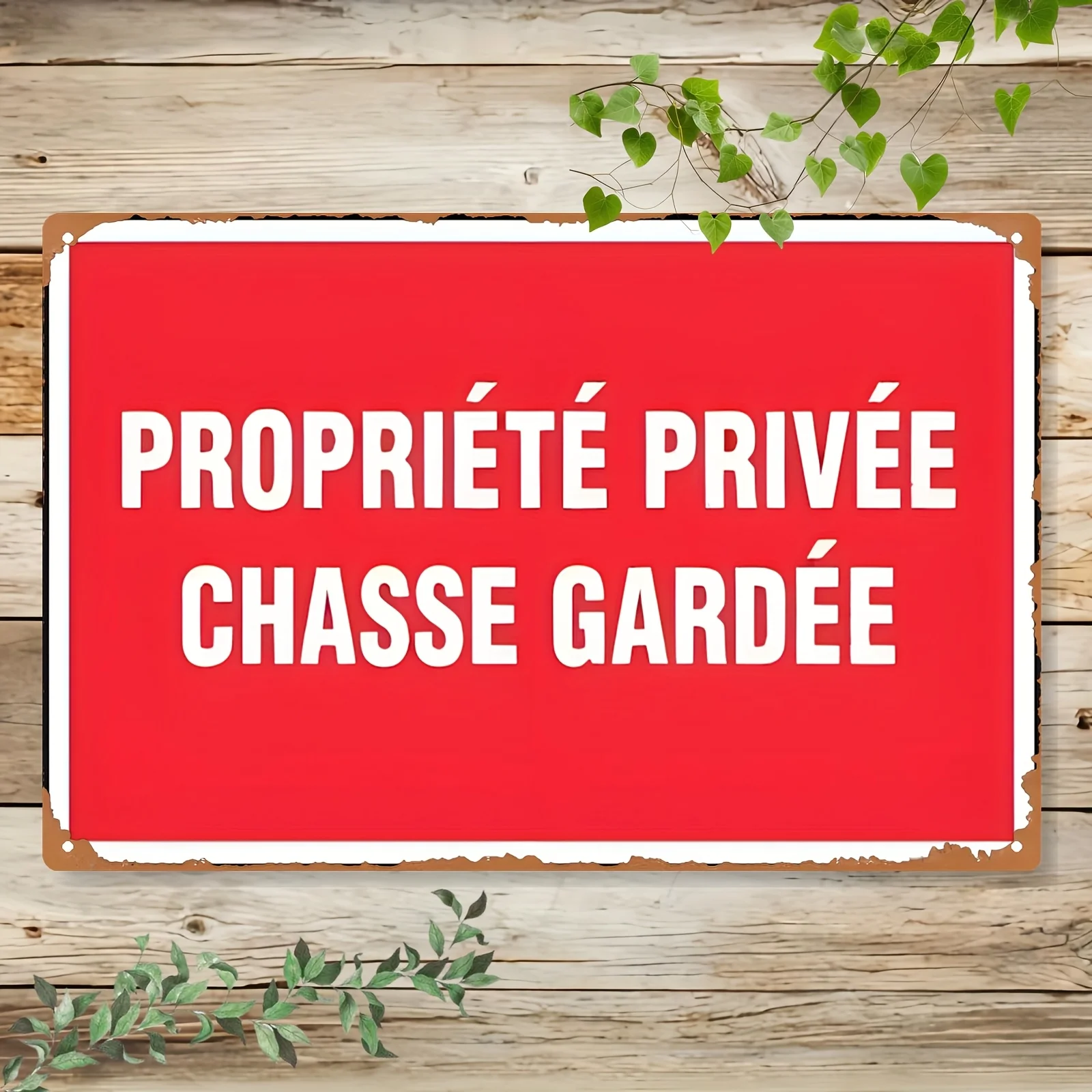 Iron Painting France/French Decorative Sign Tin Painting Private Hunting Reserve, Suitable for Decoration of Private Hunting Gr