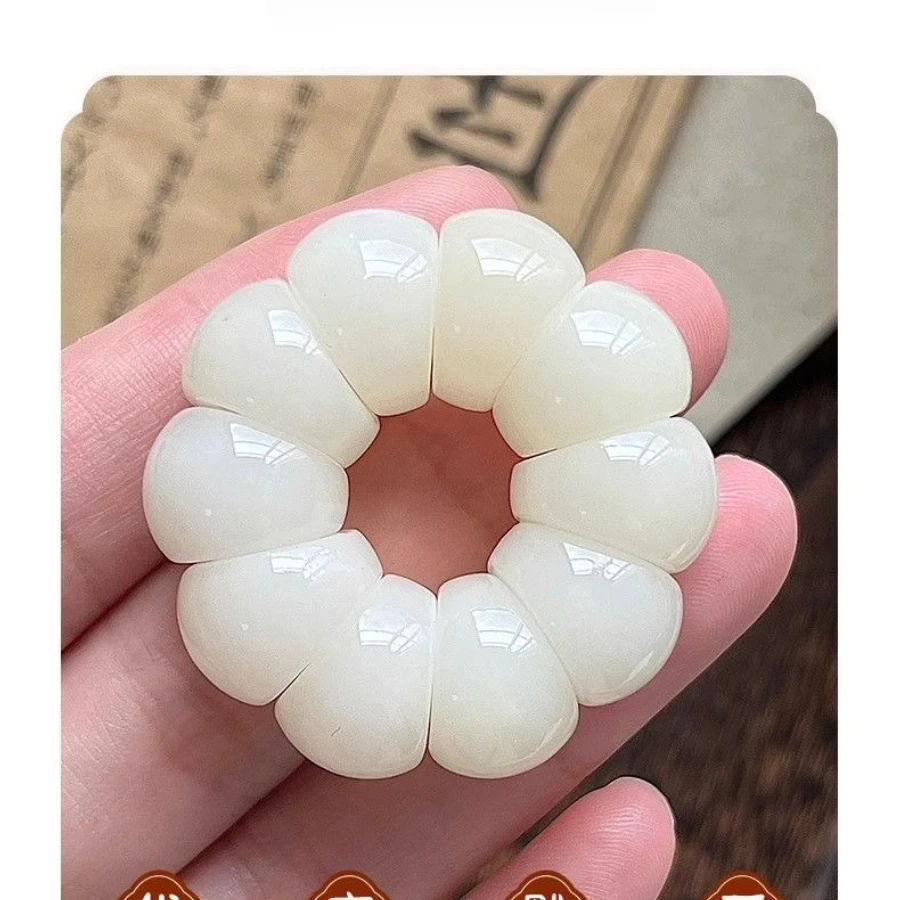 Zen Buddhist Prayer Bead Finger Ring Polished Crescent Mala Bead Band Meditation Stress Relief Spiritual Jewelry for Daily Wear view 4