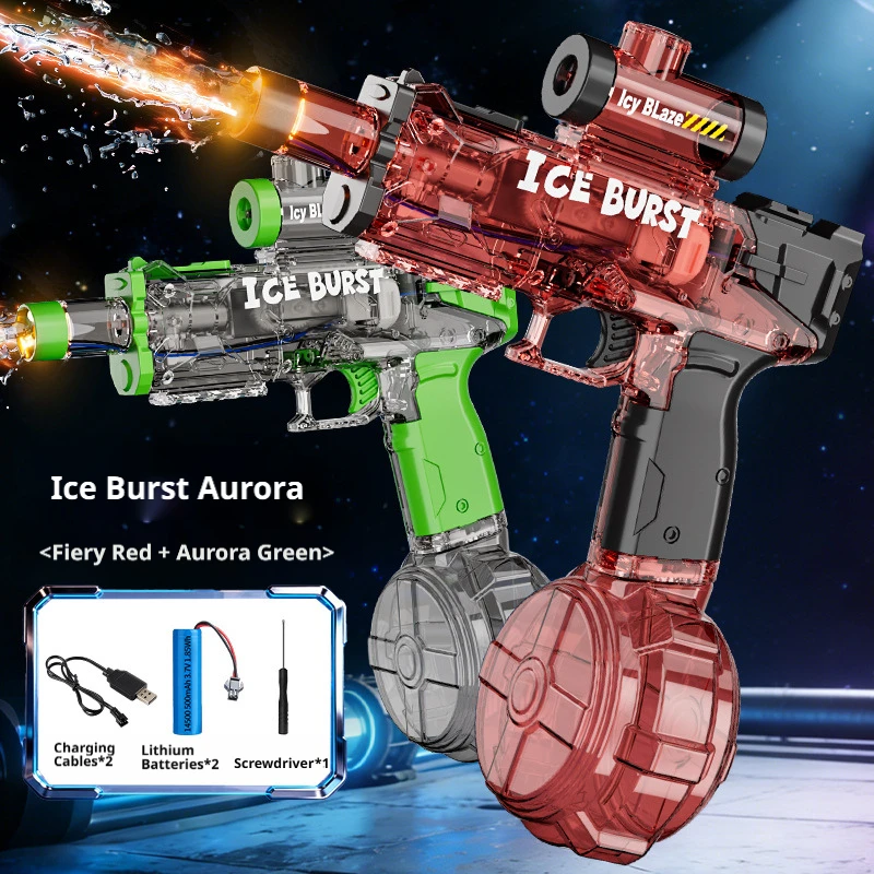 

Электрический водяной пистолет 2026 Cool LED Light Up Aurora Ice Explosion: мощный, дальнобойный, для пляжа и активного отдыха