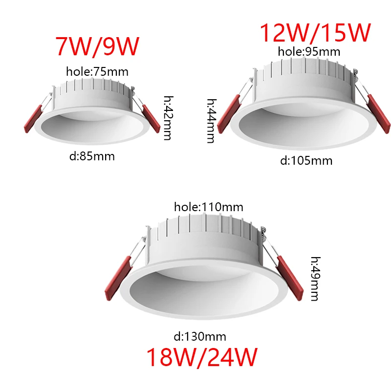 Możliwość przyciemniania Led typu Downlight wpuszczany sufit wewnętrzny 7W 9W 12W 15W 18W lampa punktowa do salonu przedpokój lada barowa biuro