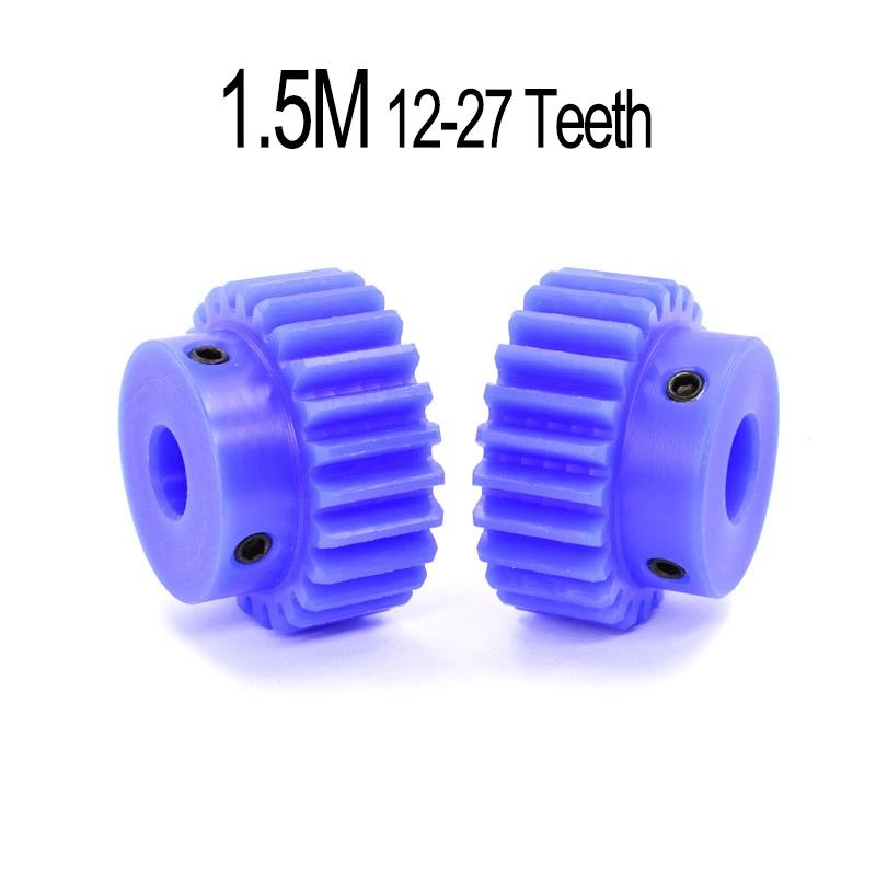 1.5 Mod 12/13/14/15/16/17/18-27T Blue Nylon Spur Gear Motor Gear 1.5M Mechanical Transmission Plastic Gears Bore 6/8/10/12mm