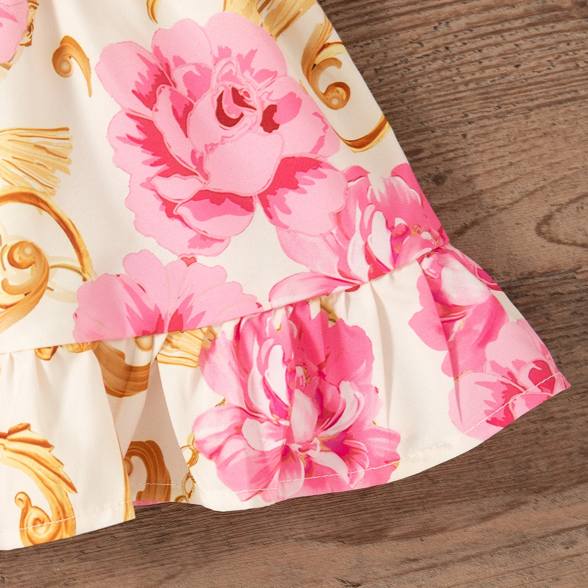 فستان بناتي صيفي لطيف بحزام مطبوع عليه وردة للأطفال فستان بناتي لطيف بفيونكة للشاطئ ملابس للفتيات الصغيرات