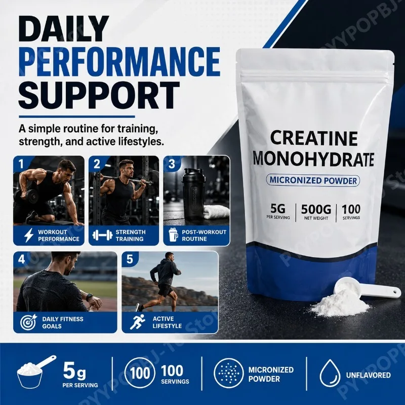 Creatine Monohydrate Powder Muscle Strength, Power & Exercise Performance Micronized Creatine for Men Women 5g 100 Servings 500g