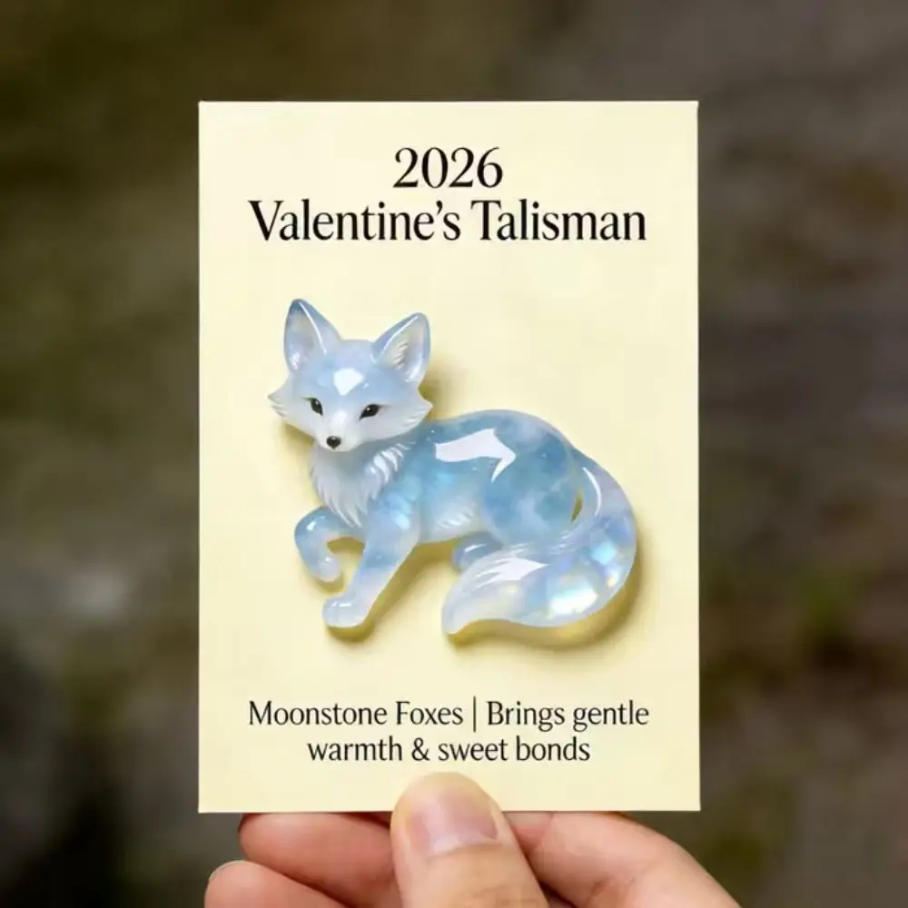 Hot With Card Lucky Crystal Fox Hand-Carved Mini Size Crystal Fox Figurine Valentine's Day Ornament Valentine's Day Gift