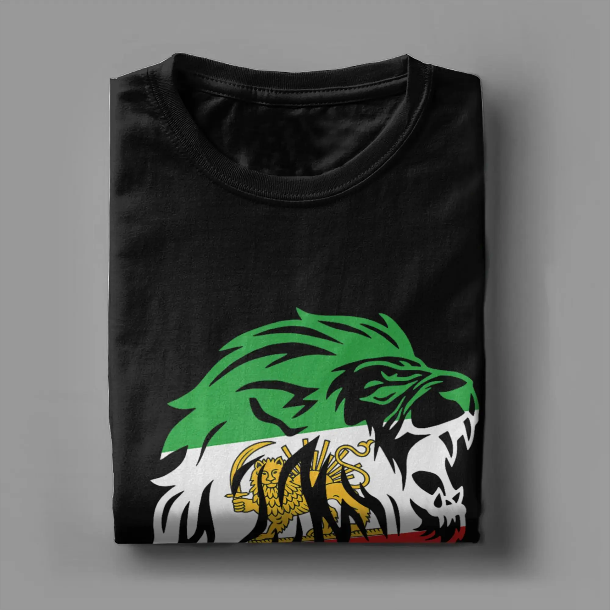 Iran Lion Sun Flag T-Shirt Men Iran Persian Shir o Khorshid Streetwear Cotton T Shirts Crew Neck Tees Hot Sale Plus Size Tops