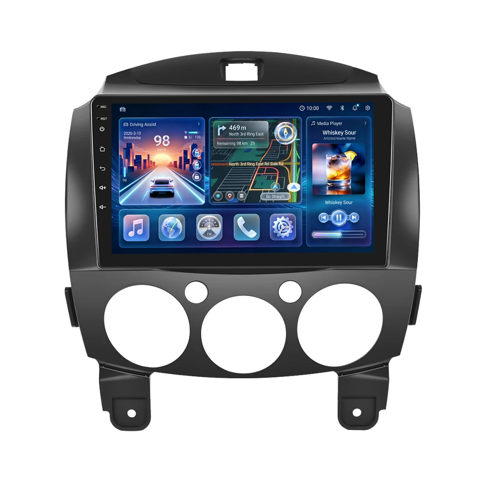 Podofo Android voor MAZDA 2 2007-2014, autoradio multimediaspeler met draadloze CarPlay en Android Auto, 2-din, geen DVD-speler. - afbeelding 2