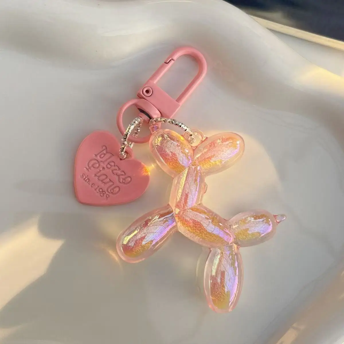 Keychain Charm Heart Bubble Balloon Dog Couple DIY Bag Pendant Phone Strap Decoration Mini Lightweight Resin Multicolor
