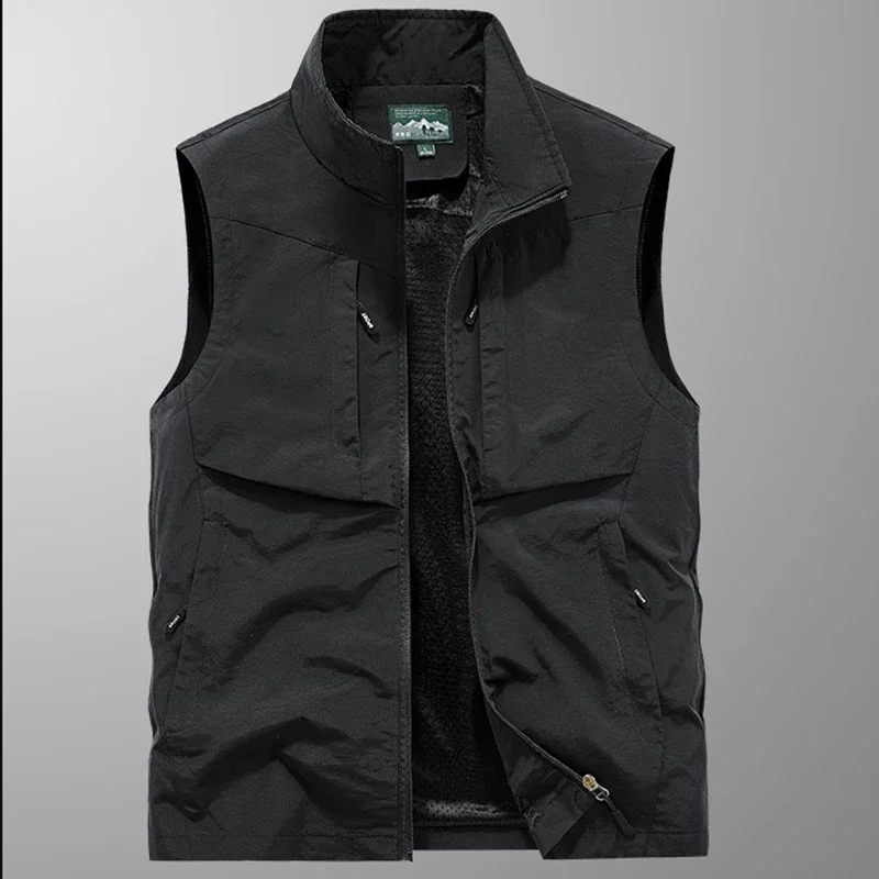 

8XL Plus Size Spring Autumn Men Outdoor Fishing Vest Quick-Dry Jogging Running Sport Casual Loose Sleeveless Mesh Waistcoat