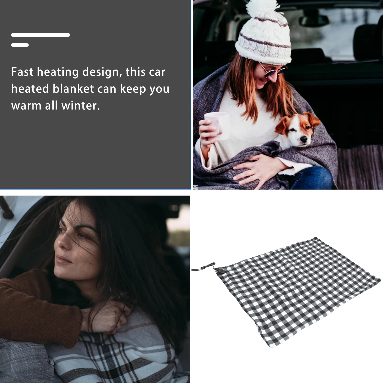 

Fast Heating 12V Electric Blanket For Car Auto Heating System 65℃ Thermostat Travel Blanket Car Seat Cover Accessory