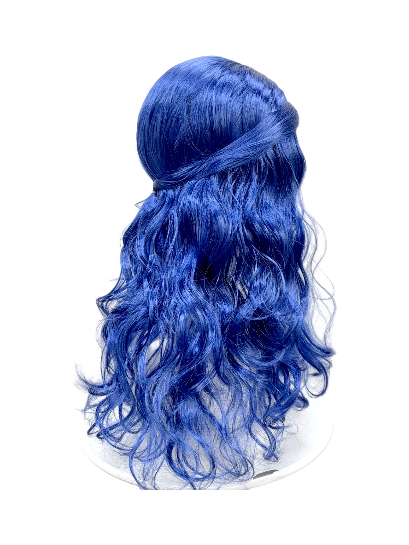 Bright Blue Half Up Long Wavy Wig Synthetic Hair Middle Part Anime Cosplay Halloween Costume Party Full Wigs for Women Girls