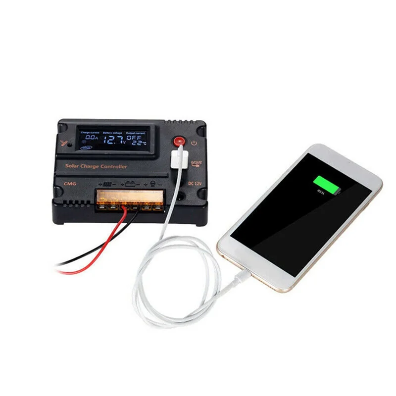 

High Quality Solar Charge Controller 12V/24V Solar Panel Battery Regulator Auto Switch Solarcontroller Temperature Compensation