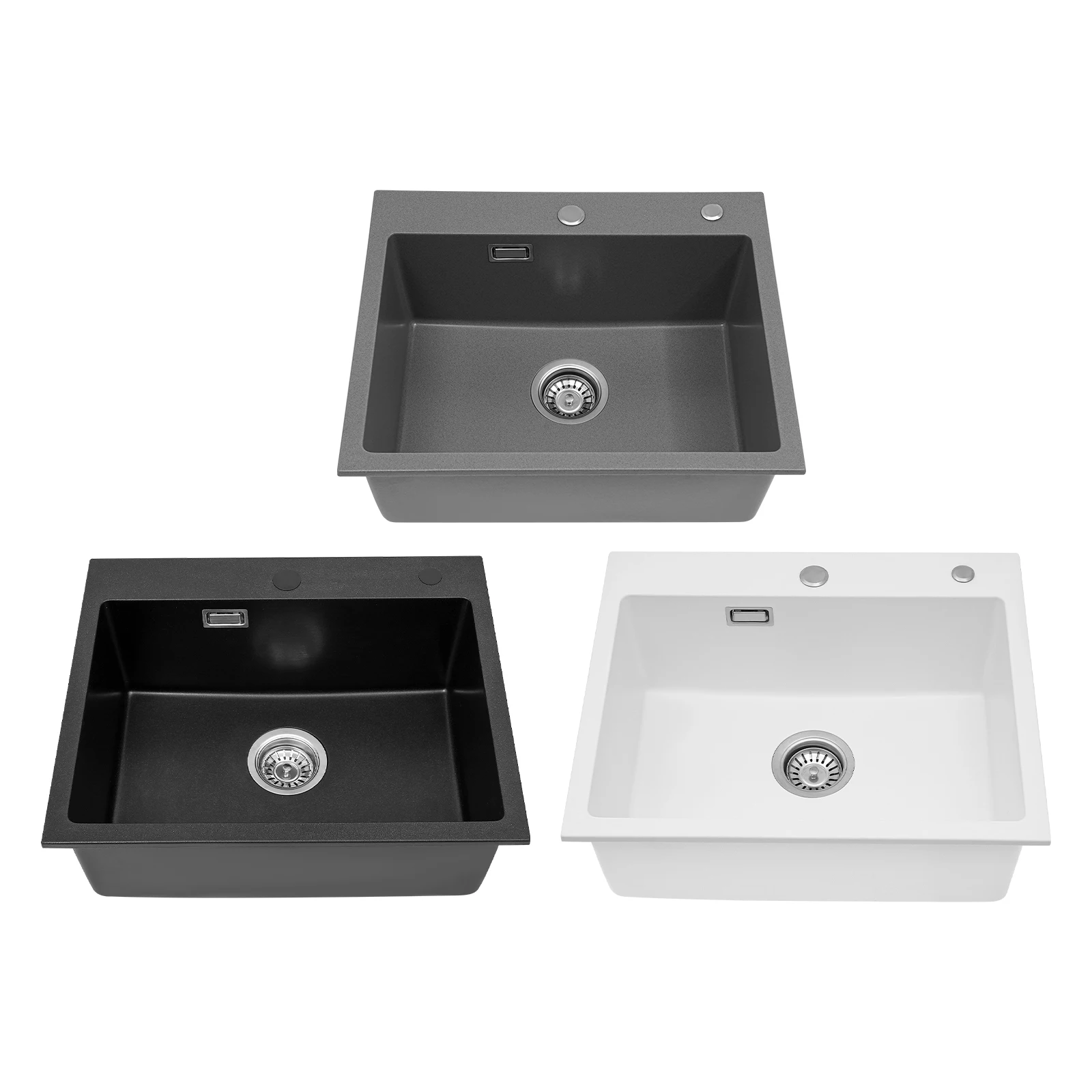 9'' Deep Kitchen Sink with One Bow 220.46 lbs Load-bearing Stylish Appearance Black/White/Gray