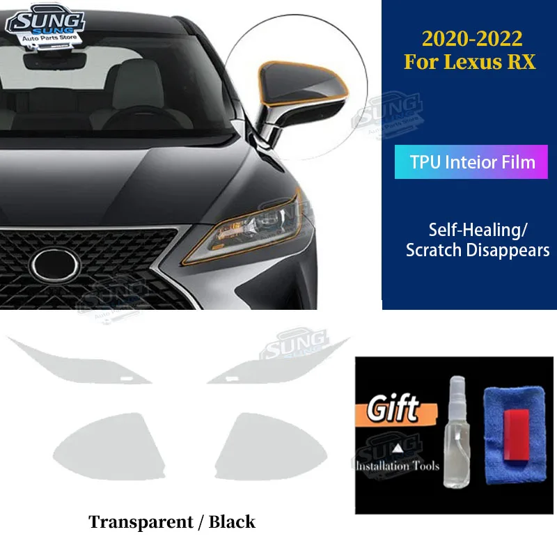 For Lexus RX 2020 2021 2022 TPU Car Front Headlight Rearview Film Clear Bra PPF Paint Protection Clear Black Film Anti Scratch view 5