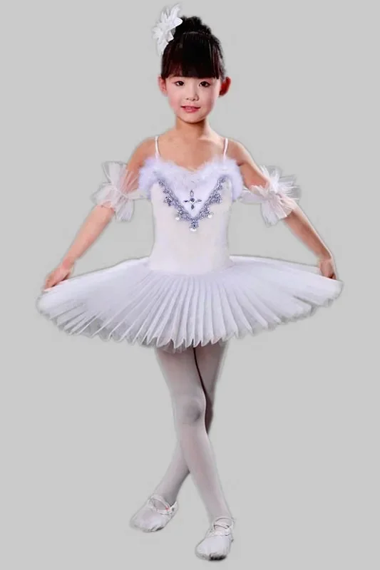 Robe de danse tutu de ballet blanche pour enfants, olympiques pour filles, fzLake, vêtements de scène pour enfants, salle de Rh, tenues de robe de phtalate