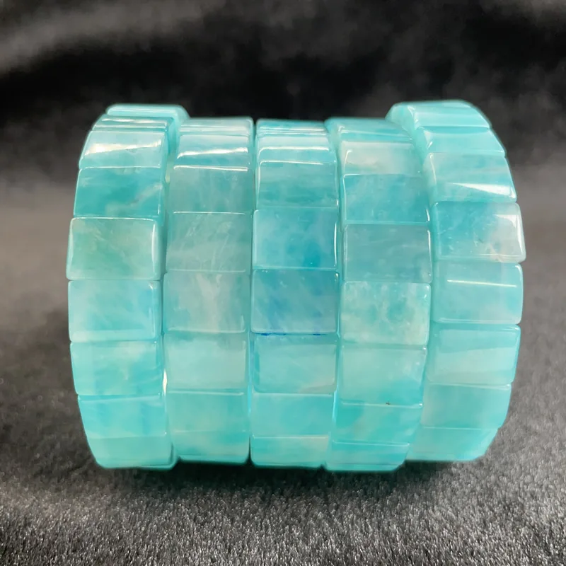 New 8X10MM AAA Natural Stone Blue Amazonite Rectangular Bracelet for Women\'s Fashion Yoga Energy Crystal Mineral Jewelry Gift