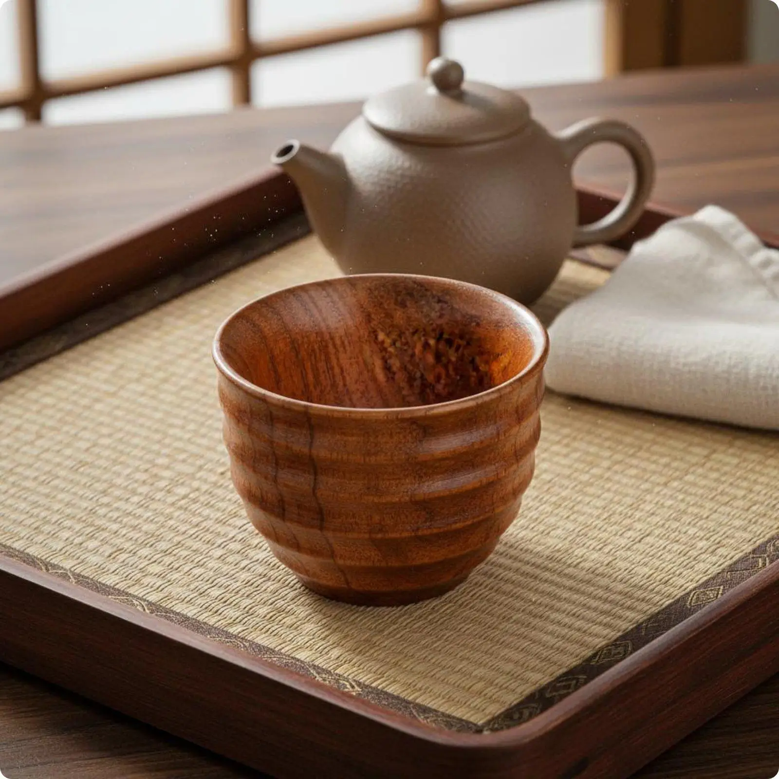 Japanese Wooden Cup Scald-Resistant Wooden Tea Cup Heat-Insulating Wood Tea Mug