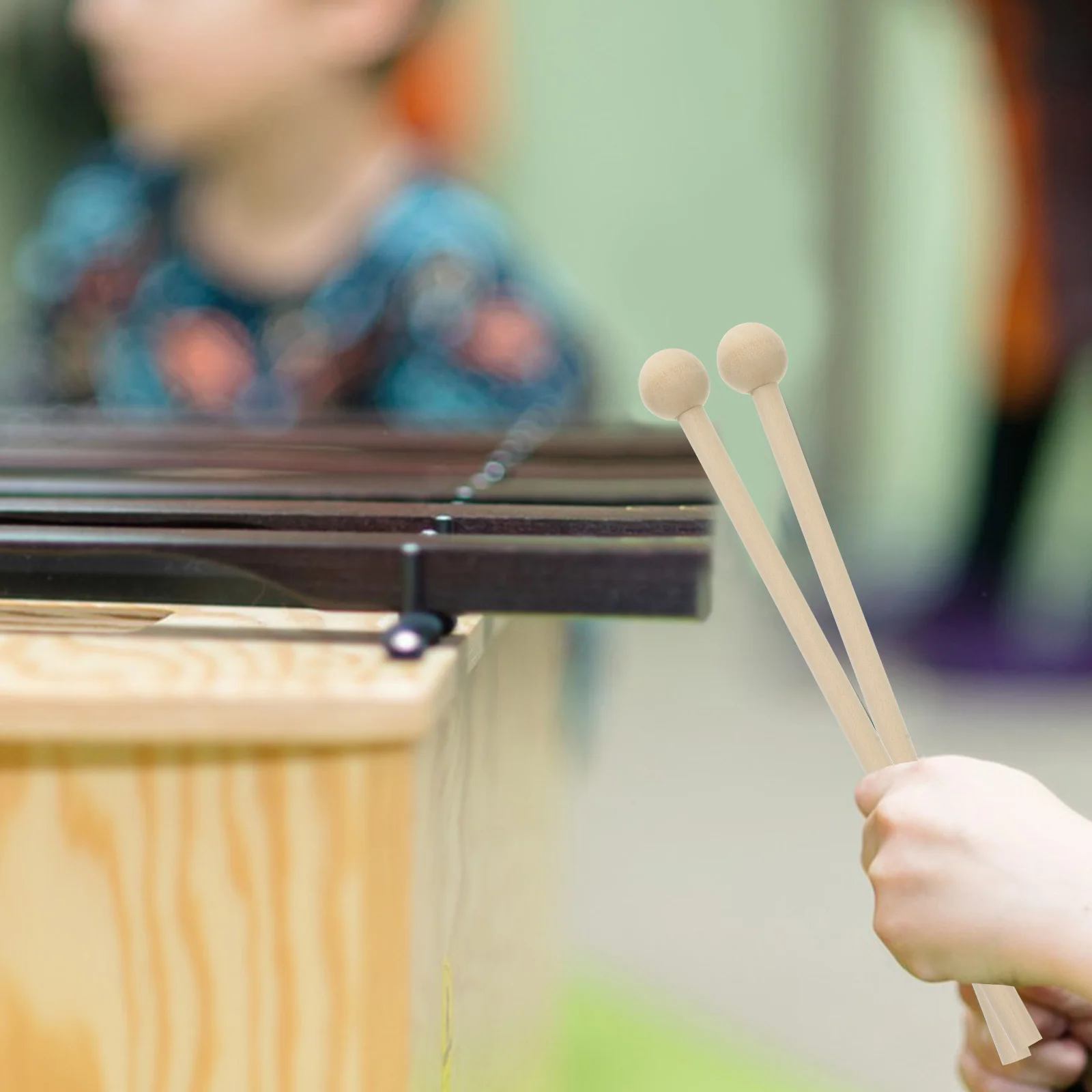 4 Stück Holz-Percussion-Sticks, Schlägel, Hartholz, Kugelkopf, langer Griff für Xylophone, Marimbas, Musikschlägel, Musical