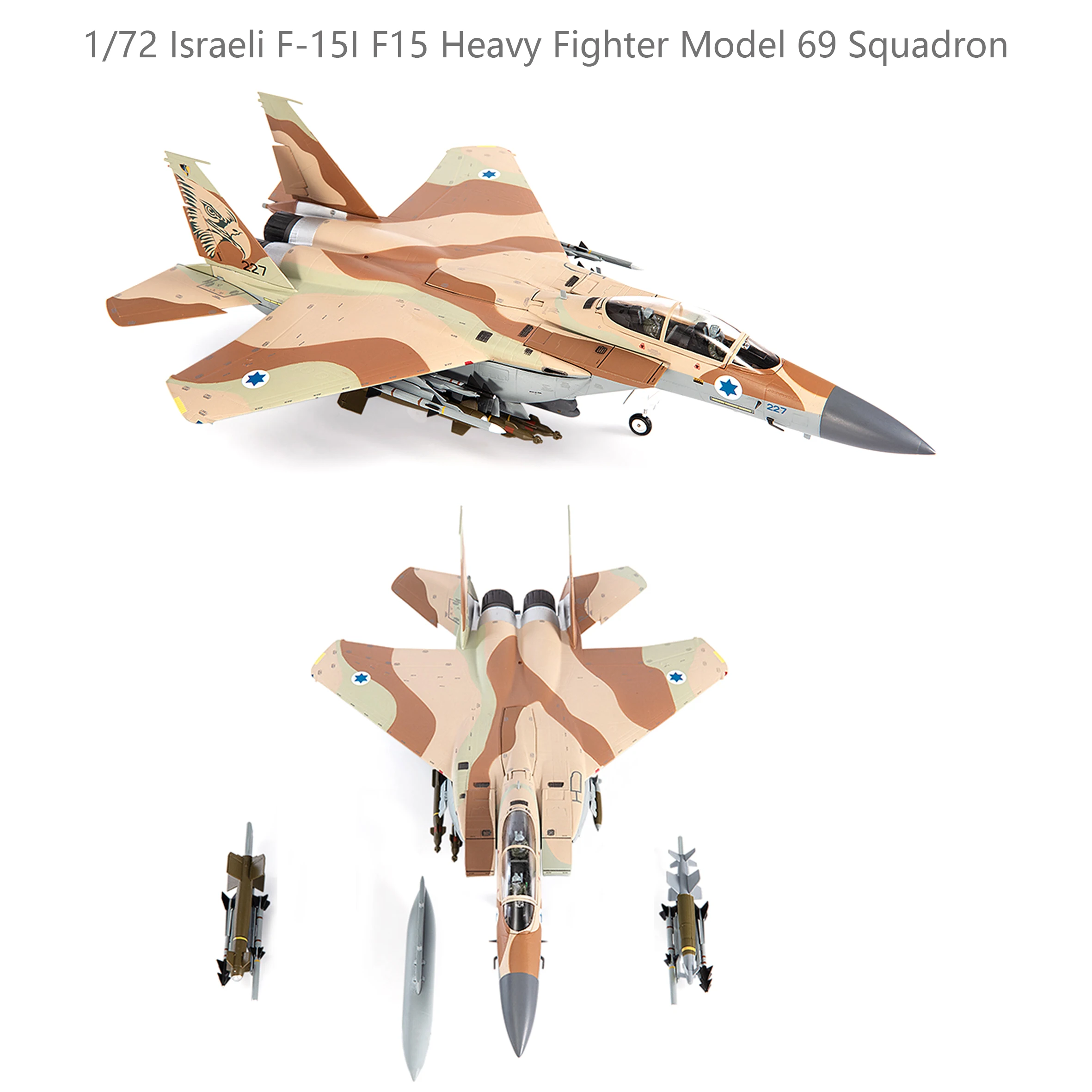 1: 72 modelo de caça JC F-15I F15, modelo de produto acabado em liga Israel 69a Esquadrão