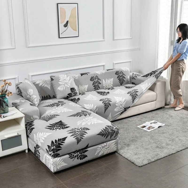 Elastic non-slip sofa cover, suitable for living room sofa, geometric sofa cover, pet corner L-shaped recliner sofa