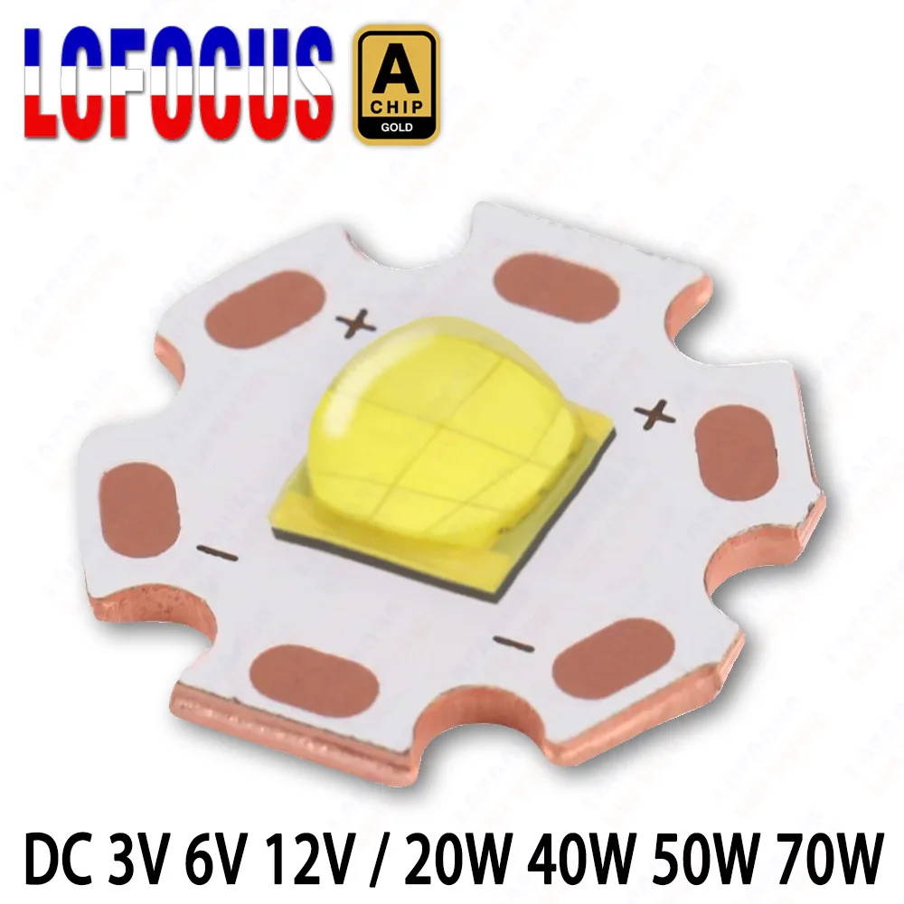 DC 3V 6V 12V XHP70 High Power 7070 White LED Chip Copper Bracket 20W 40W 50W 70W Flashlight Searchlight Headlight Light Beads