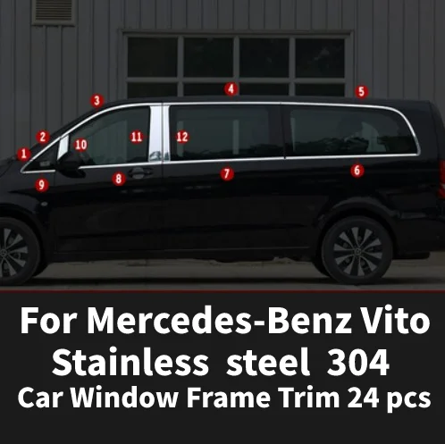 For Mercedes-Benz Vito W447 Metris Valente V-Class V250 V220 2015-2022 Car Window Sill Frame Trim Protector Strips Accessories