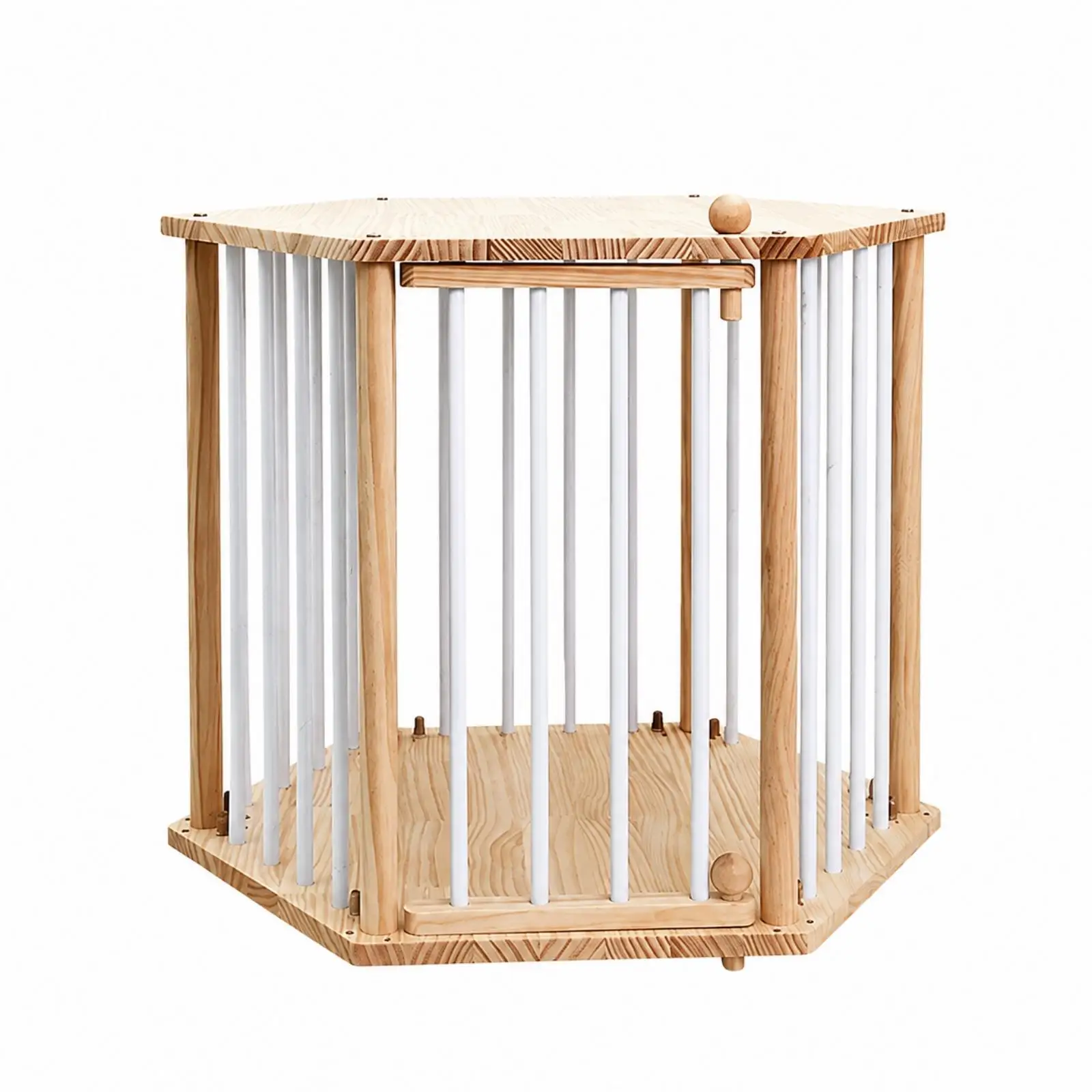 Cat House Wood Enclosure for Indoor Feline Retreat with Vertical Posts and Durable Frame