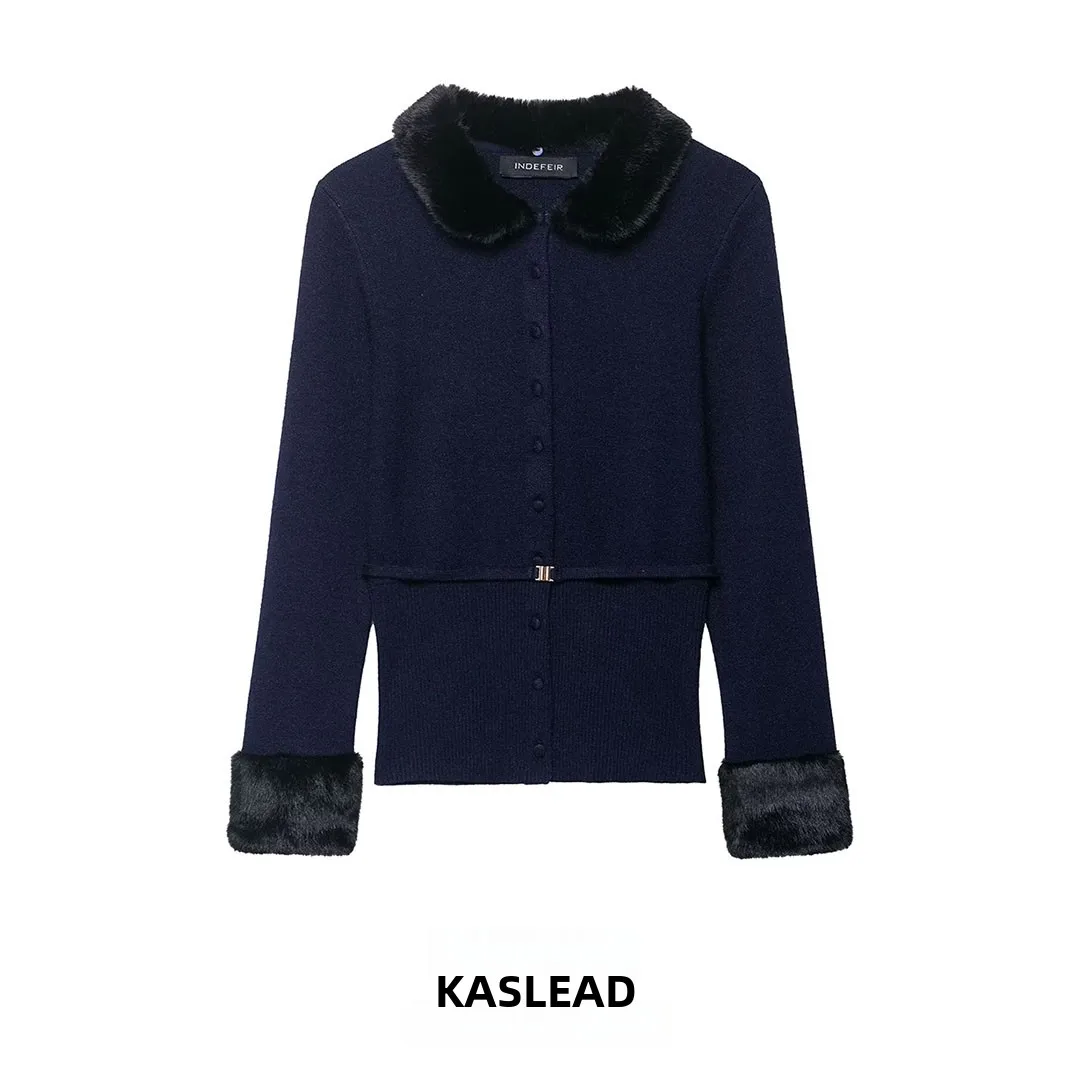 

KASLEAD новый модный лоскутный вязаный джемпер с эффектом искусственного меха, женский длинный открытый кардиган из полиэфирного волокна све