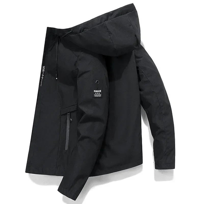 Trendy Men's Workwear Jacket New Style Spring Autumn Korean Version Versatile Top Casual Hooded Jacket Machine Embroidery