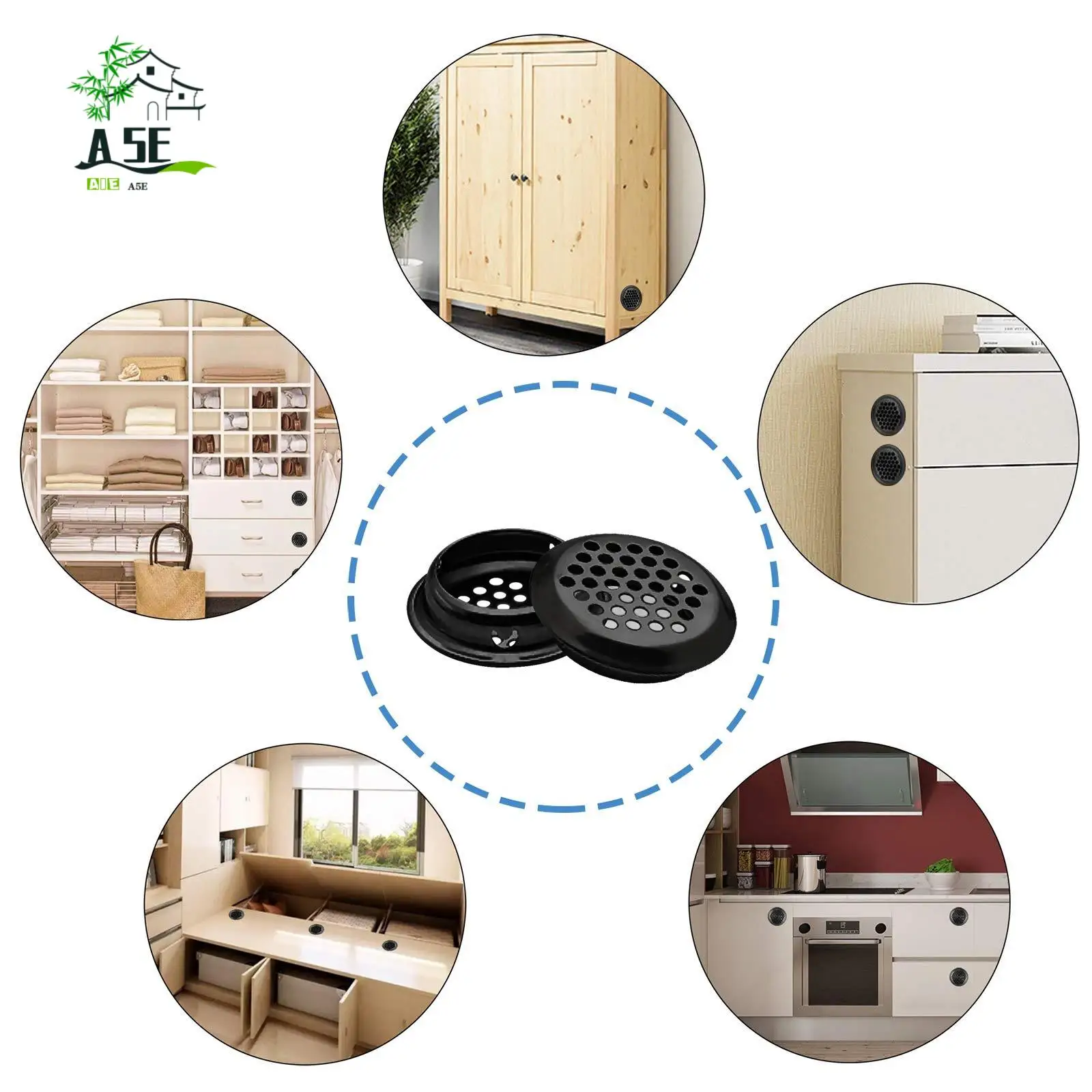 

A05E-Air Vent Louver, 50Pcs 35Mm Stainless Steel Round Mesh Hole Circular Soffit Vent For Wardrobe Drawer Bookcase Kitchen