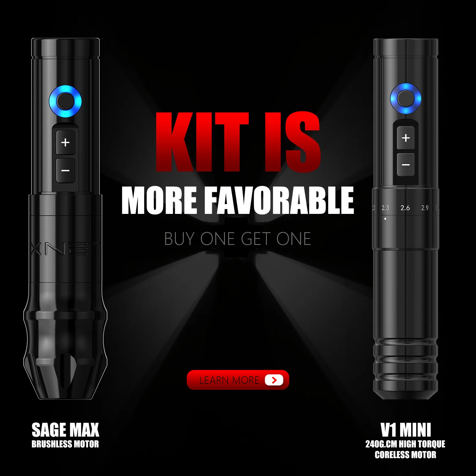 XNET Sage Max & V1mini máquina de tatuaje inalámbrica 2Pen1Set 800 batería Motor sin escobillas máquina de maquillaje permanente para tatuaje BOGO