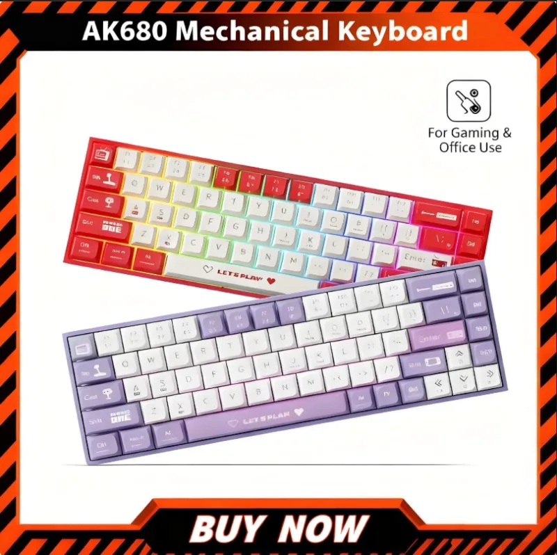 

Ajazz Ak680 Mechanical Gaming Keyboard Wired Hot Swappable 68-Key RGB Mixed Color Multi-device Gaming Laptop Accessories​ Gift
