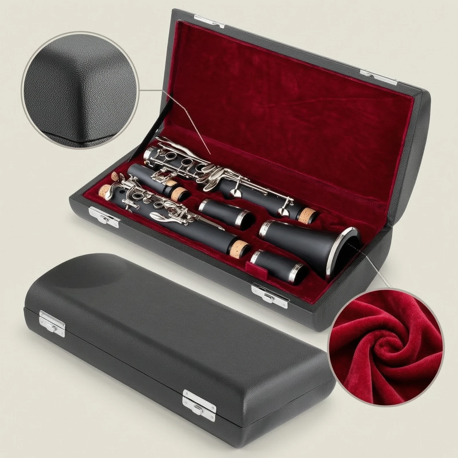 Clarinet Case Long-Lasting Clarinet Case with Handle Portable Strong for Clarinetists, Travel, Rehearsals